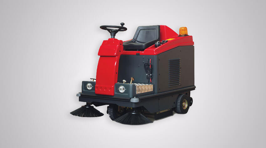 Professional ride on floor sweeper