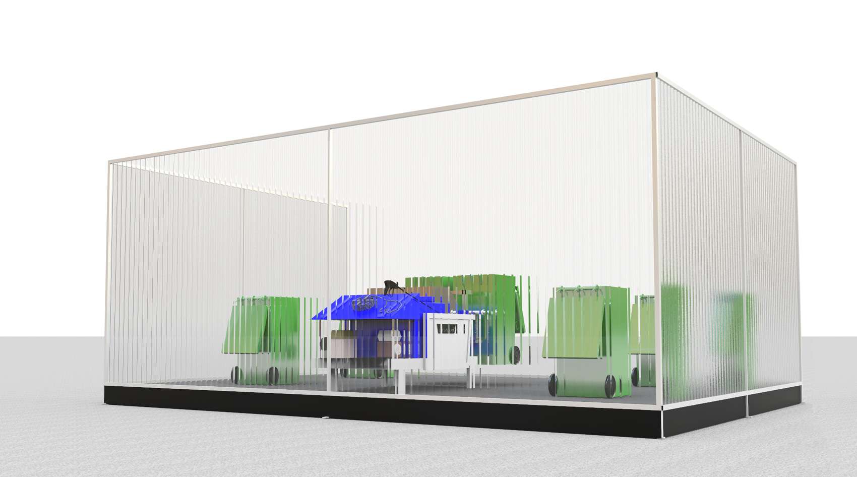 Station fully installed binwash machine Station fully installed binwash machine