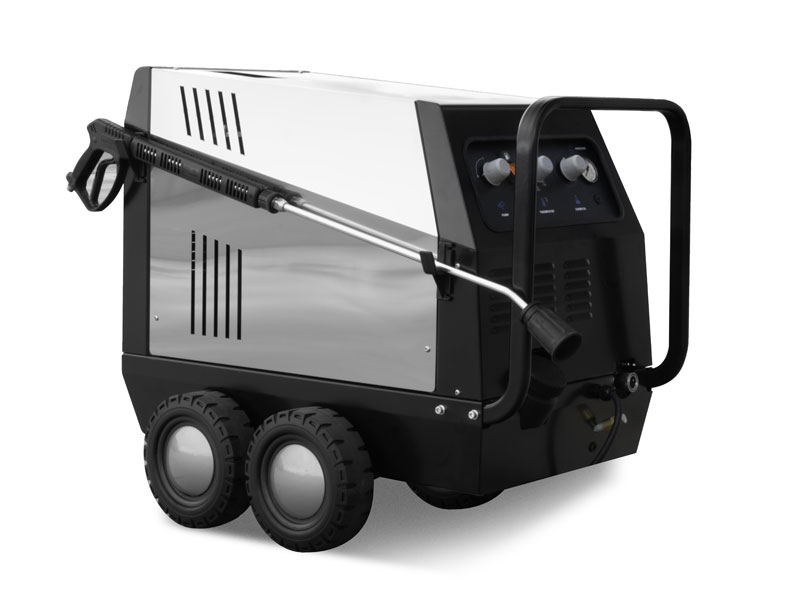 Compact all-electric mobile hot water pressure washer