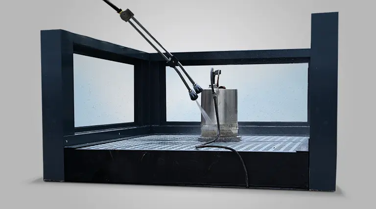 Jet washing enclosure for cleaning parts