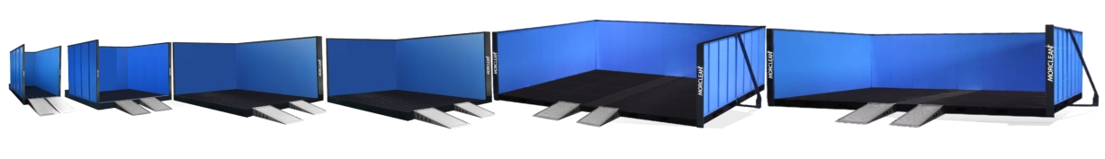 This image shows the different sizes of WashPad Pro wash bays.