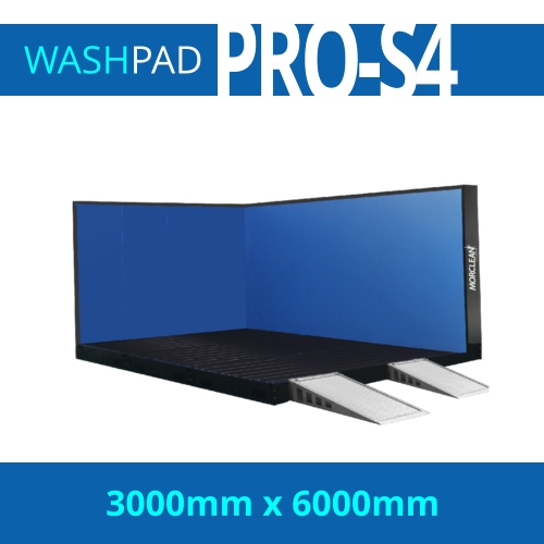 PRO-S4 for larger equipment; or several small construction equipment Washbay measuring 3m x 6m with two walls to protect from overspray, optional third wall available.
