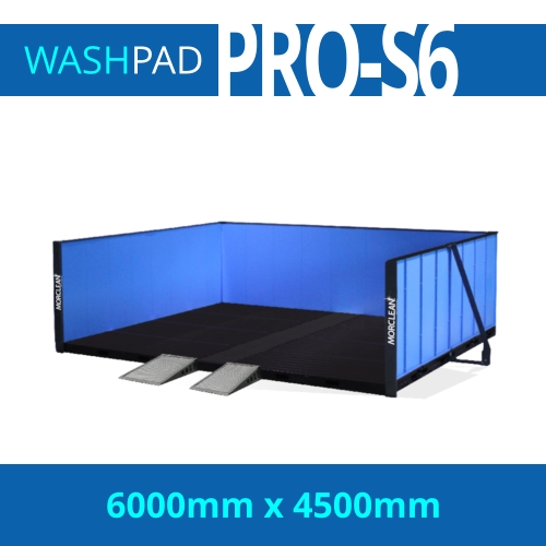 PRO-S6 for the cleaning of large contruction equipment Washbay measuring 6m x 4.5m with two walls to protect from overspray, optional third wall available