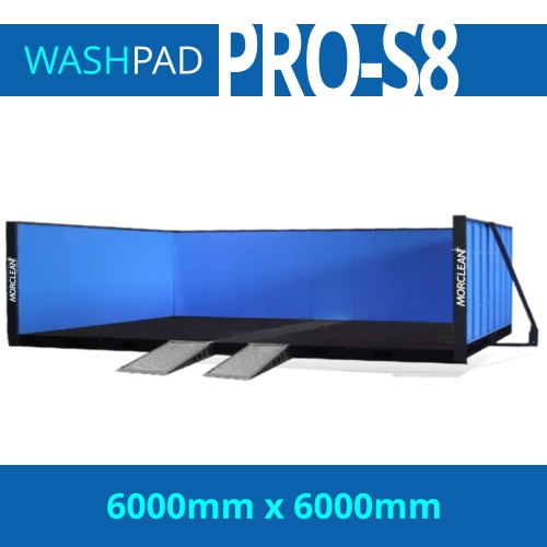 Wash bay measuring 6m x 6m with three walls to protect from overspray.